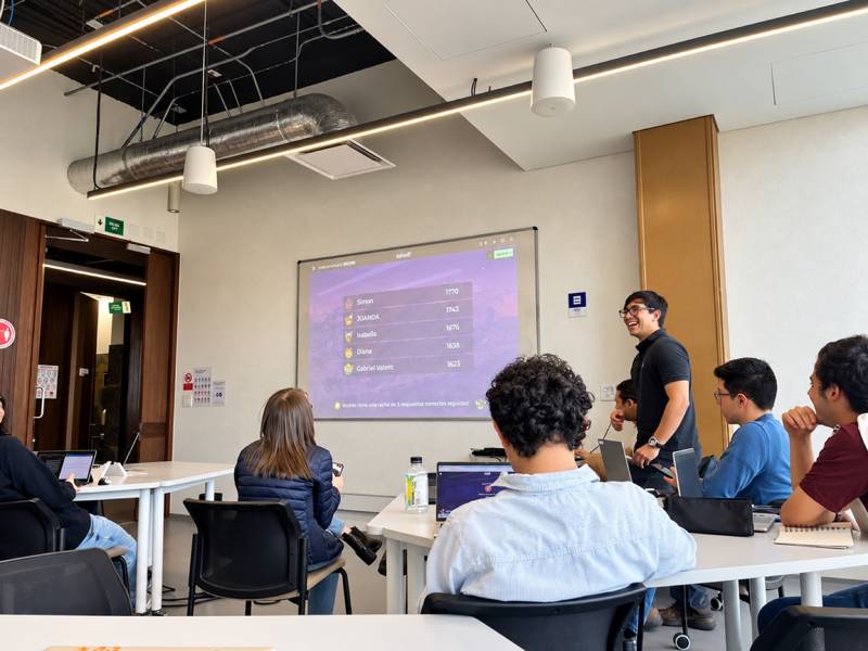 Resultados del Kahoot diagnóstico proyectados en el salón